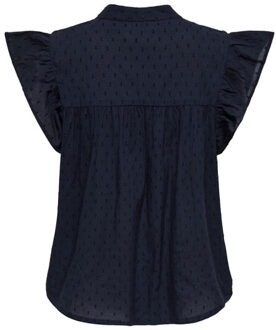 Jacqueline de Yong Jdykaya sl embroidery top navy Blauw - M