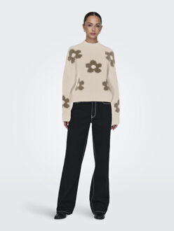 Jacqueline de Yong Jdykilian flower ls pullover knt ecru dessin - M