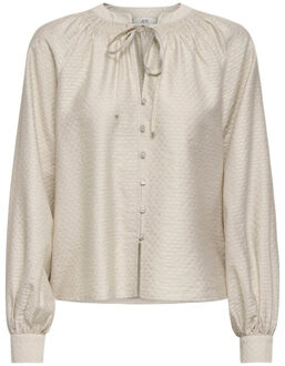 Jacqueline de Yong Jdyleah ls string shirt wvn zand - maat M Ecru