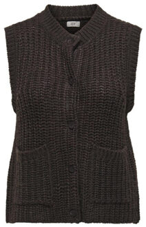 Jacqueline de Yong Jdymabel s/l o-neck button vest knt Bruin - L