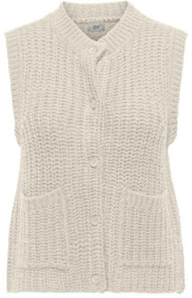 Jacqueline de Yong Jdymabel s/l o-neck button vest knt Ecru - L
