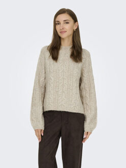 Jacqueline de Yong Jdysilja ls hn cable pullover knt beige Ecru - M