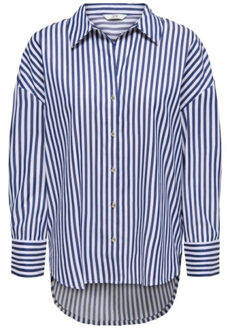 Jacqueline de Yong Jdyvesper ls lurex shirt wvn dessin Blauw