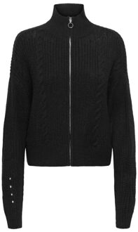 Jacqueline de Yong Justy ice l/s short zip cardigan Zwart - M
