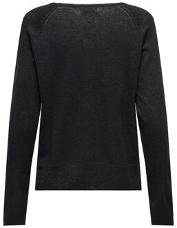 Jacqueline de Yong Kaya lurex l/s on raglan slit pul Zwart