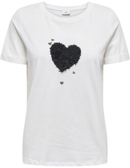 Jacqueline de Yong kitty s/s print top jrs 15318845 hearts Zwart - M