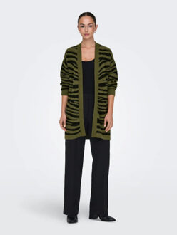 Jacqueline de Yong Lorraine animal l/s long cardigan Groen - S