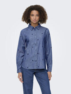 Jacqueline de Yong love l/s embr shirt wvn dia 15363999 medium blue denim Indigoblauw