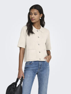 Jacqueline de Yong prime life 2/4 collar cardigan k 15351853 whitecap grey - maat M Ecru