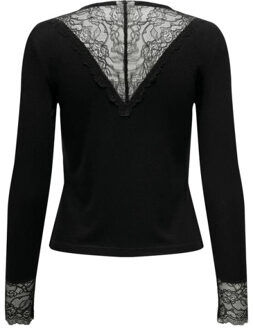 Jacqueline de Yong Roxy l/s lace top Zwart - M