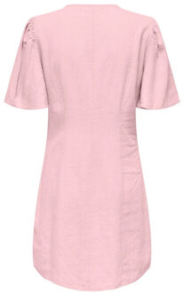 Jacqueline de Yong Say s/s linen shirt dress Roze - XL