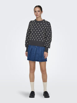 Jacqueline de Yong sigrid life l/s on puff pull knt 15304813 dark grey melange Houtskool