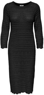 Jacqueline de Yong Sun lay 3/4 boat neck dress Zwart