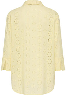 Jacqueline de Yong tallie 3/4 long shirt wvn noos 15292179 cloud dancer double cream Geel