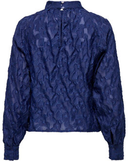 Jacqueline de Yong Vinny l/s v-neck volume top Blauw - M