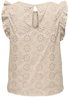 Jacqueline de Yong Vola s/l embroidery top Beige - M
