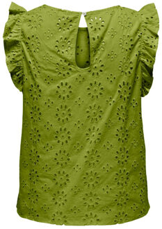 Jacqueline de Yong Vola s/l embroidery top Groen - M