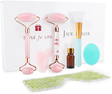 Jade Roller Facial Massage Set Jade Double-Headed Facial Slimming Lift And Wrinkle Beauty Tools For Christmas Gift First Choice