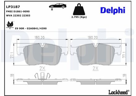 Jaguar Jeu De Plaquettes De Frein LP3187