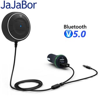 Jajabor Bluetooth 5.0 Hands Free Car Kit Met Nfc Functie + 3.5Mm Aux Ontvanger Muziek Aux Speakerphone 2.1A Usb autolader