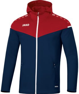 JAKO Champ 2.0 Jas Met Capuchon Marine Blauw-Chili Rood Maat S