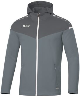 JAKO Champ 2.0 Jas Met Capuchon Streengrijs-Antra Licht Maat S