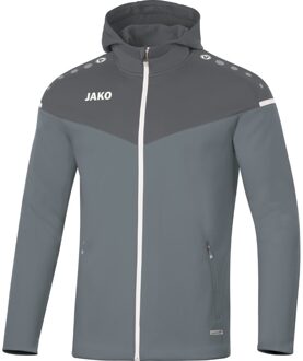 JAKO Champ 2.0 Jas Met Capuchon Streengrijs-Antra Licht Maat S