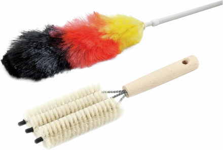 Jaloezie?n/lamellen schoonmaak set inclusief telescopische plumeau en 3-dubbele jaloezie borstel