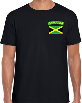 Jamaica landen shirt met vlag zwart voor heren - borst bedrukking L