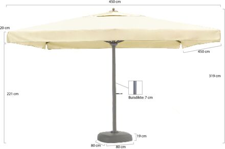 Jamaica parasol 450x450cm - Laagste prijsgarantie! Grijs