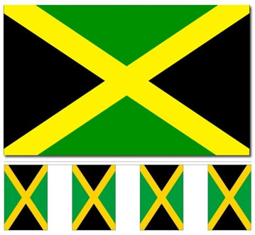 Jamaica versiering/feestartikelen set - vlag 90 x 150 cm - vlaggenlijn van 300 cm - landen