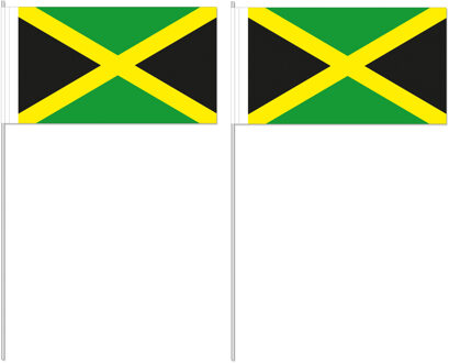 Jamaica Zwaaivlaggetjes - op stokje - 12 x 24 cm - Landen versiering - papier