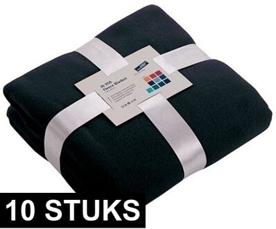 James & Nicholson 10x Fleece dekens/plaids marineblauw 130 x 170 cm - Action products