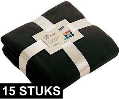 James & Nicholson 15x Fleece dekens/plaids zwart 130 x 170 cm - Action products