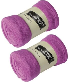 James & Nicholson 2x Fleece dekens/plaids paars 120 x 160 cm - Action products