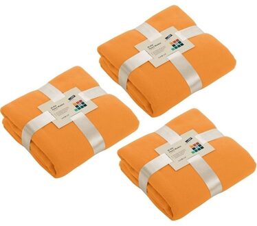 James & Nicholson 3x Fleece dekens/plaids oranje 130 x 170 cm - Action products