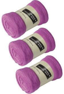 James & Nicholson 3x Fleece dekens/plaids paars 120 x 160 cm - Action products