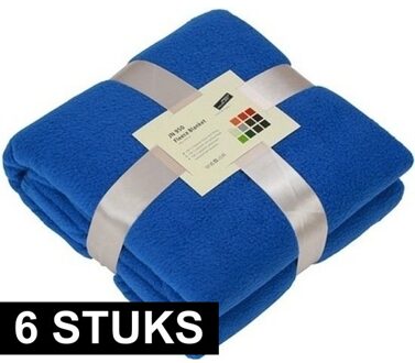 James & Nicholson 6x Fleece dekens/plaids kobaltblauw 130 x 170 cm - Action products