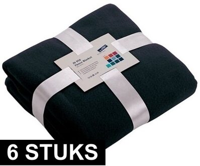 James & Nicholson 6x Fleece dekens/plaids marineblauw 130 x 170 cm - Action products
