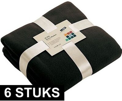 James & Nicholson 6x Fleece dekens/plaids zwart 130 x 170 cm - Action products