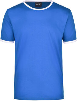 James & Nicholson Basic ringer shirt blauw met witte strepen voor heren