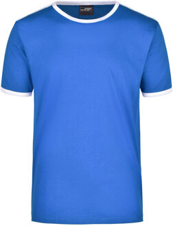 James & Nicholson Blauw met wit heren t-shirt 2XL