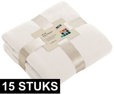James & Nicholson Fleece bankdeken/plaid - 15x - offwhite - 130 x 170 cm - 240 grams - pluisvrij - wasbaar