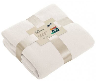James & Nicholson Fleece bankdeken/plaid - 1x - offwhite - 130 x 170 cm - 240 grams - pluisvrij - wasbaar