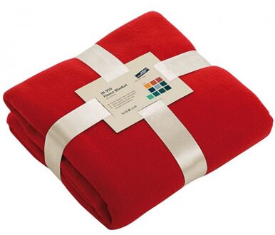 James & Nicholson Fleece bankdeken/plaid - 1x - rood - 130 x 170 cm - 240 grams - pluisvrij - wasbaar