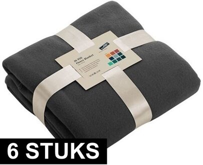 James & Nicholson Fleece bankdeken/plaid - 6x - donkergrijs - 130 x 170 cm - 240 grams - pluisvrij - wasbaar
