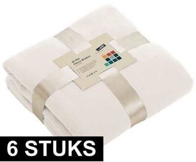 James & Nicholson Fleece bankdeken/plaid - 6x - offwhite - 130 x 170 cm - 240 grams - pluisvrij - wasbaar