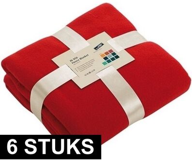 James & Nicholson Fleece bankdeken/plaid - 6x - rood - 130 x 170 cm - 240 grams - pluisvrij - wasbaar