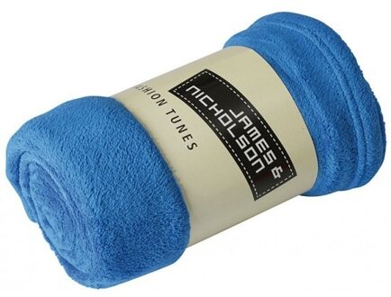 James & Nicholson Fleece deken/plaid - blauw - 120 x 160 cm - 200 grams - polyester - bank/bed