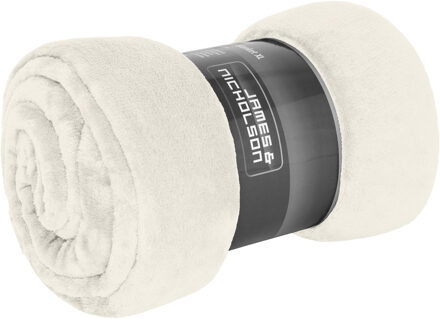 James & Nicholson Fleece deken - plaid - polyester - creme - 180x130 cm - XL formaat